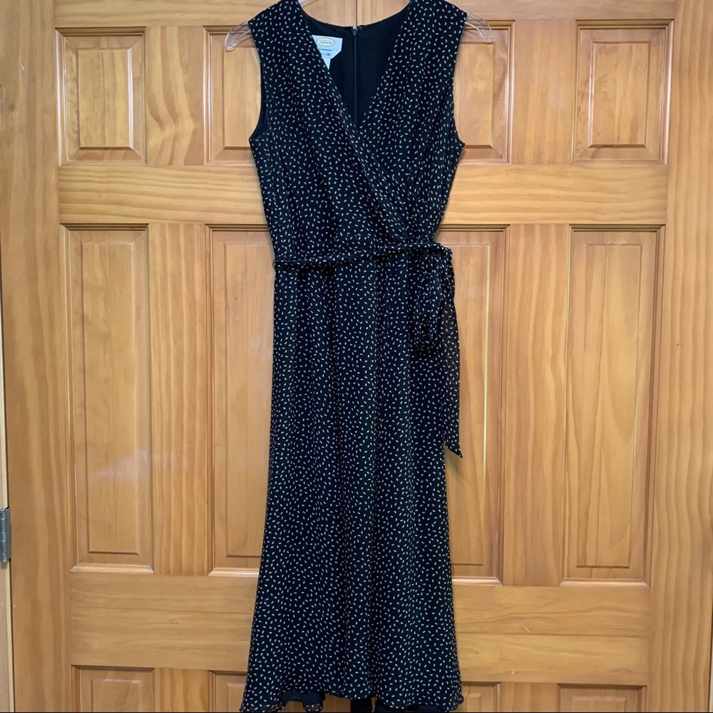Talbots Pure Silk Black/Tan Dress 4P
